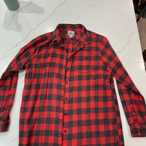 Woolrich Red and Black Women’s Buffalo Plaid Flannel Button-Down Shirt